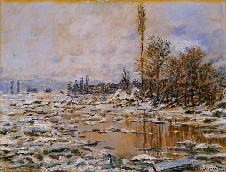 Claude Monet Breakup of Ice Grey Weather